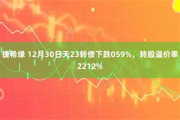 捷希缘 12月30日天23转债下跌059%，转股溢价率2212%